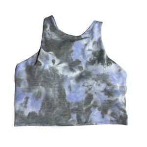 Athleta Conscious Textured Crop Top Medium Blue Tie Dye Sports Bra